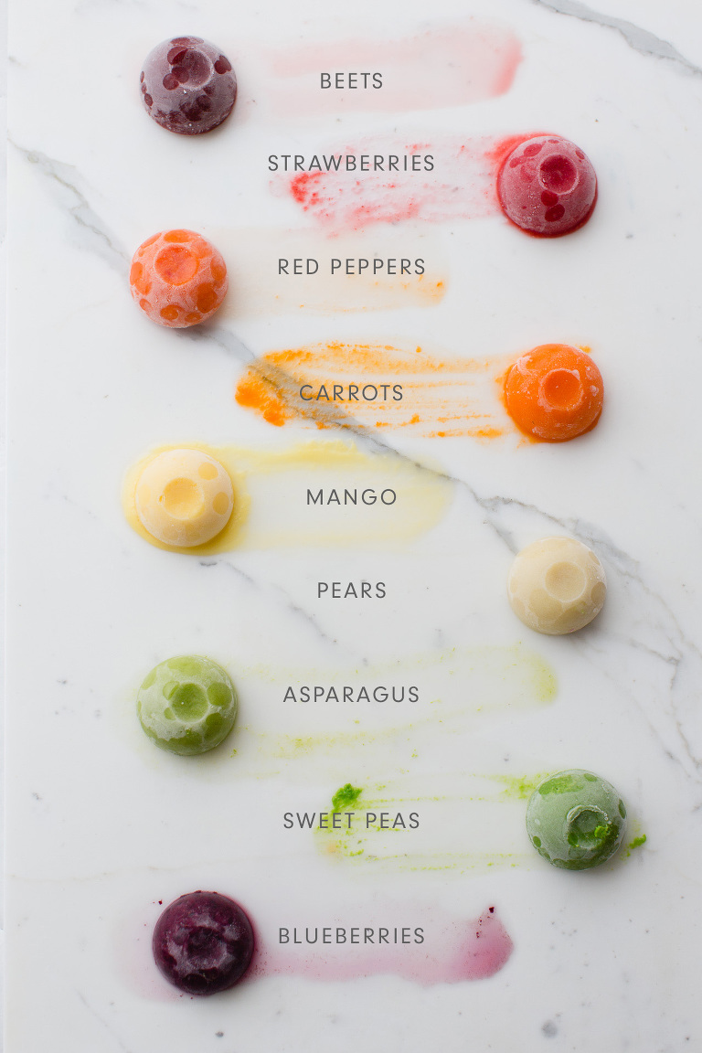 Colorful homemade baby food